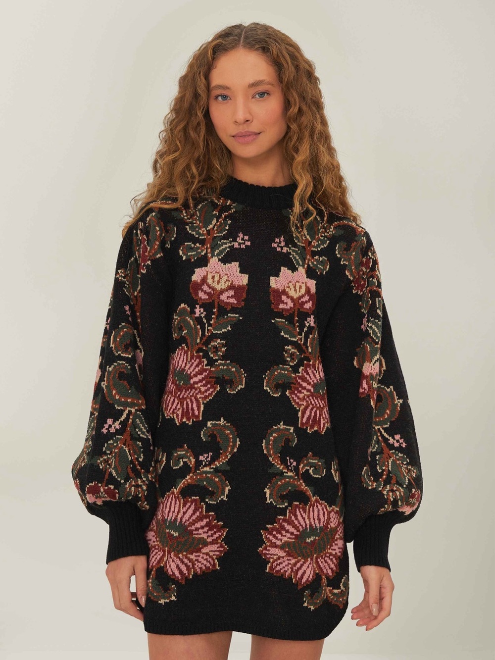 NWT - Farm Rio Black Ravenala Knit Mini Dress